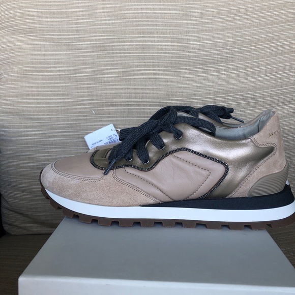 Brunello Cucinelli NWT leather and suede sneaker with cashmere laces - Picture 5 of 9